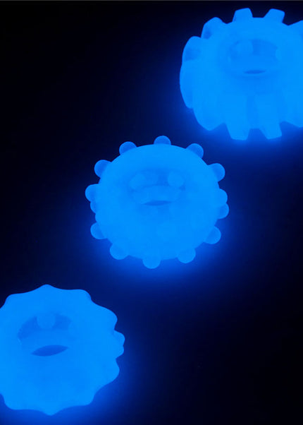 Lumino Play Penis Rings 3 Pack - Glow in the Dark Blue Cock Rings - Set of 3