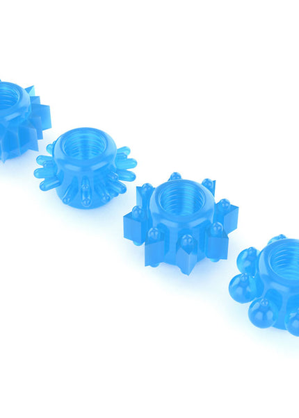 Lumino Play Penis Rings 4 Pack - Glow in the Dark Blue Cock Rings - Set of 4