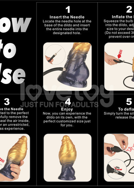 Aerosx 7.5 Inch Dual Density Inflatable Dildo - Gold/Blue 24 cm Inflatable Fantasy Dildo