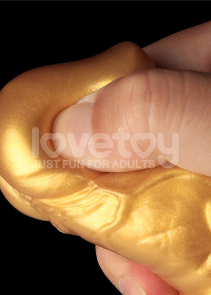 Aerosx 7.5 Inch Dual Density Inflatable Dildo - Gold/Blue 24 cm Inflatable Fantasy Dildo