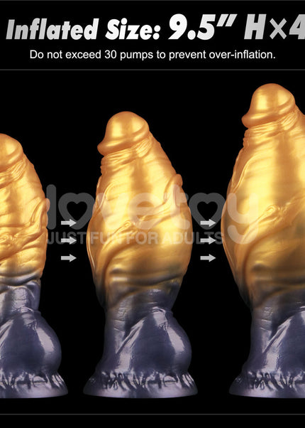 Aerosx 7.5 Inch Dual Density Inflatable Dildo - Gold/Blue 24 cm Inflatable Fantasy Dildo