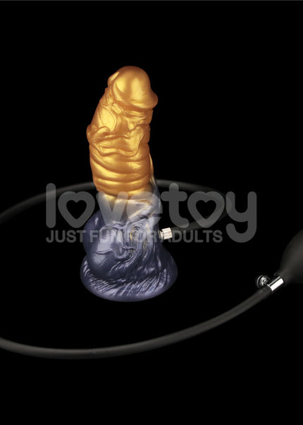 Aerosx 7.5 Inch Dual Density Inflatable Dildo - Gold/Blue 24 cm Inflatable Fantasy Dildo