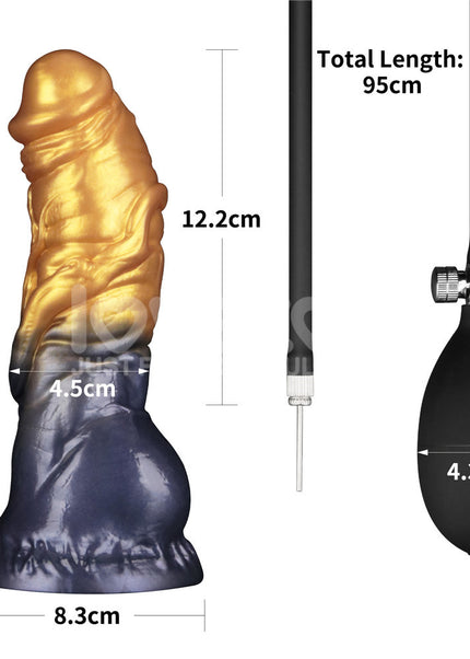 Aerosx 7.5 Inch Dual Density Inflatable Dildo - Gold/Blue 24 cm Inflatable Fantasy Dildo