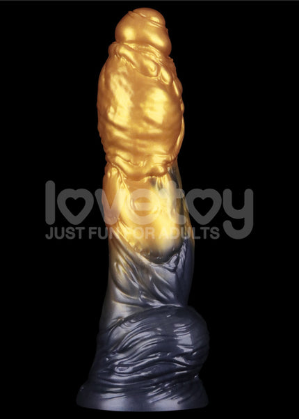 Aerosx 10 Inch Dual Density Inflatable Dildo - Gold/Blue 33 cm Inflatable Fantasy Dildo