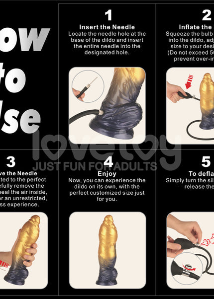 Aerosx 10 Inch Dual Density Inflatable Dildo - Gold/Blue 33 cm Inflatable Fantasy Dildo