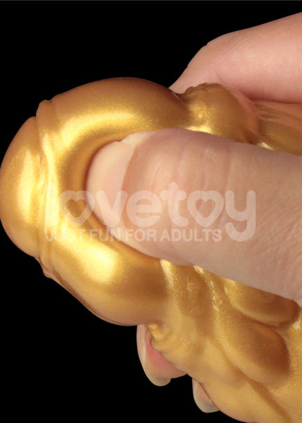 Aerosx 10 Inch Dual Density Inflatable Dildo - Gold/Blue 33 cm Inflatable Fantasy Dildo