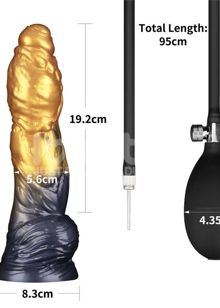 Aerosx 10 Inch Dual Density Inflatable Dildo - Gold/Blue 33 cm Inflatable Fantasy Dildo