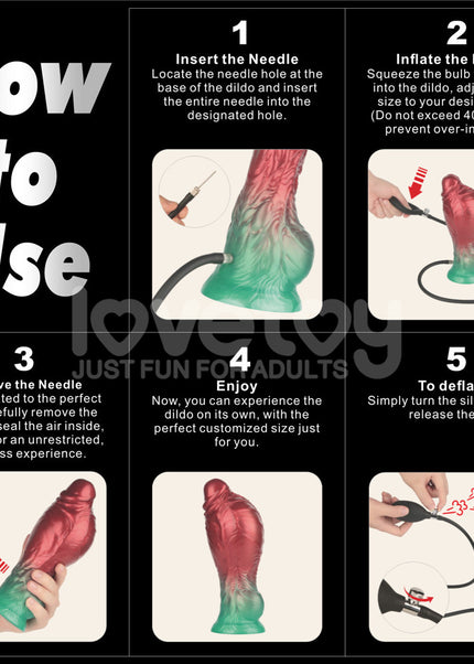 Aerosx 8 Inch Dual Density Inflatable Dildo - Red/Green 28 cm Inflatable Fantasy Dildo