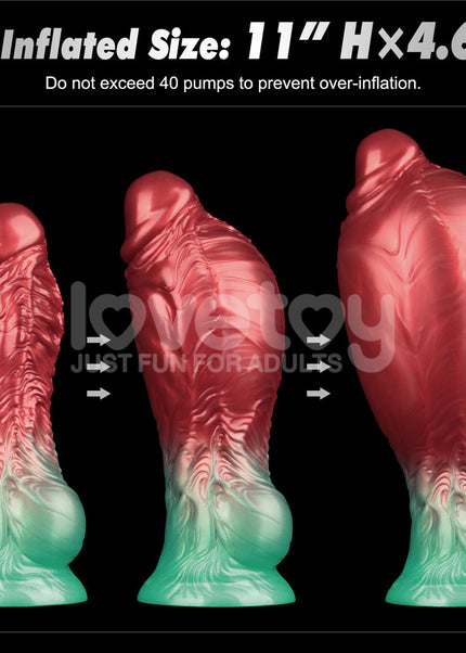 Aerosx 8 Inch Dual Density Inflatable Dildo - Red/Green 28 cm Inflatable Fantasy Dildo