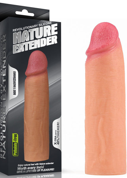 Nature Extender 1'' Silicone Sleeve - Flesh 2.5 cm Penis Extender Sleeve