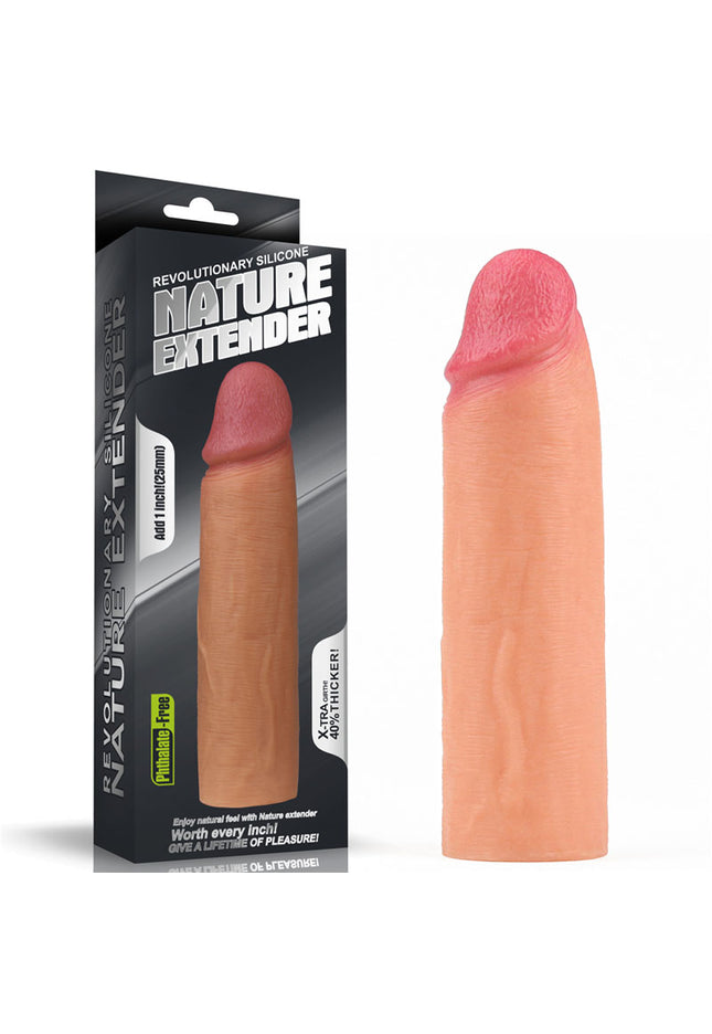 Nature Extender 1'' Silicone Sleeve - Flesh 2.5 cm Penis Extender Sleeve