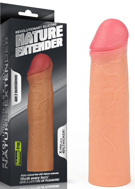 Nature Extender 2'' Silicone Sleeve - Flesh 5 cm Penis Extender Sleeve