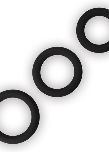 Power Plus Soft Silicone Snug Ring - Black Cock Rings - Set of 3 Sizes