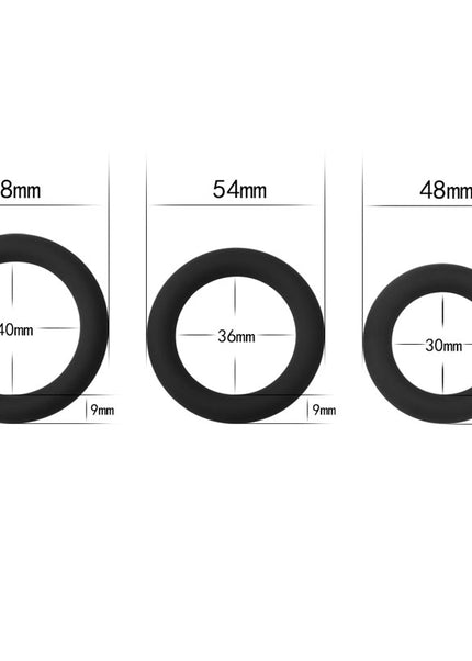 Power Plus Soft Silicone Snug Ring - Black Cock Rings - Set of 3 Sizes