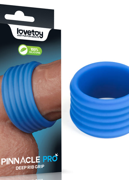 Pinnacle Pro Deep Rib Grip - Blue Cock Ring