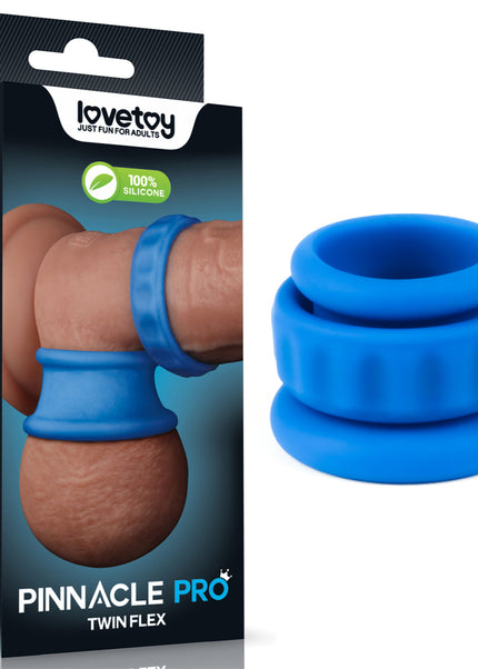 Pinnacle Pro Twin Flex - Blue Cock & Balls Rings