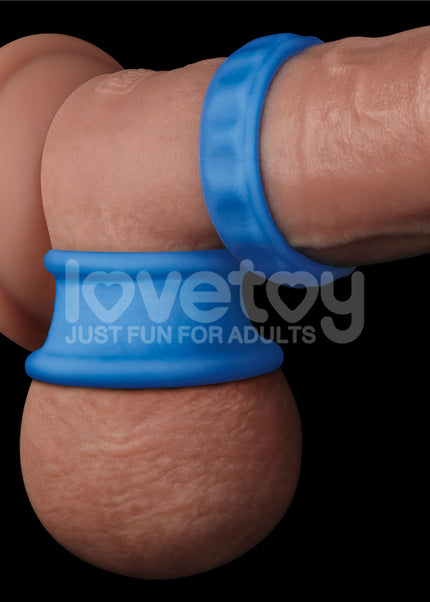 Pinnacle Pro Twin Flex - Blue Cock & Balls Rings