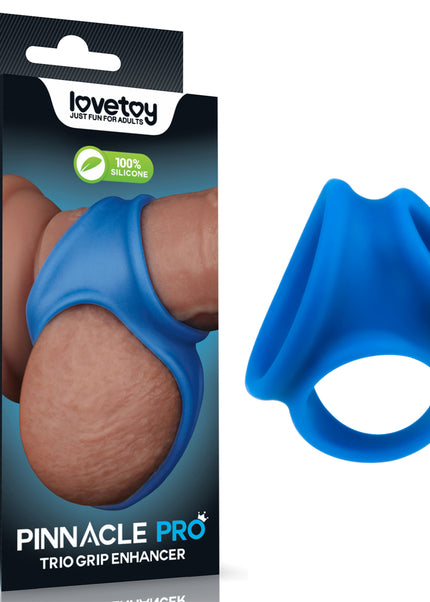 Pinnacle Pro Trio Grip Enhancer - Blue Cock & Balls Ring