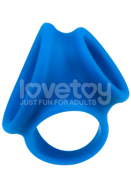 Pinnacle Pro Trio Grip Enhancer - Blue Cock & Balls Ring