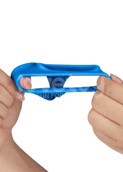 Pinnacle Pro Trio Grip Enhancer - Blue Cock & Balls Ring