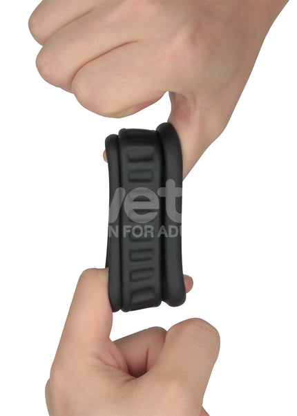 Pinnacle Pro Twin Grip Enhancer - Black Cock & Balls Ring