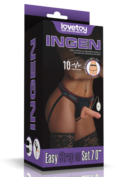 Ingen Vibrating Easy Strap-On Set - Flesh 17.8 cm (7'') Vibrating Strap-On