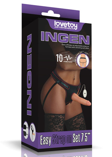 Ingen Vibrating Easy Strap-On Set - Flesh 19 cm (7.5'') Vibrating Strap-On