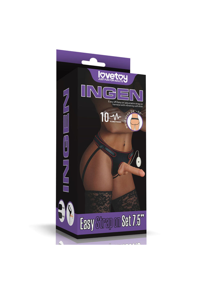Ingen Vibrating Easy Strap-On Set - Flesh 19 cm (7.5'') Vibrating Strap-On