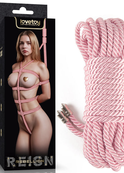 Rebellion Reign Silky Bondage Rope - Pink - Pink Bondage Rope - 10 metre length