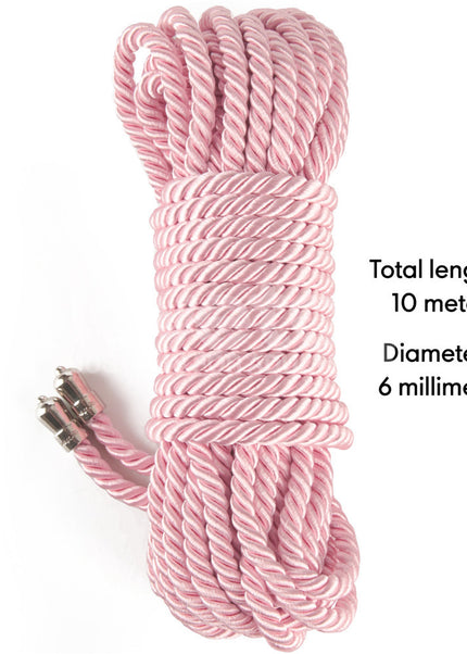 Rebellion Reign Silky Bondage Rope - Pink - Pink Bondage Rope - 10 metre length