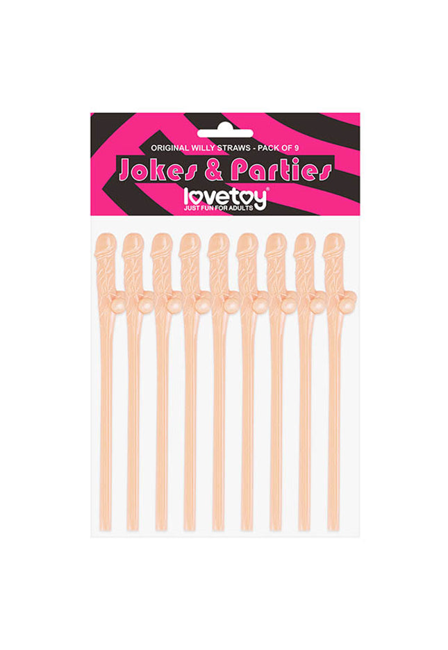 Jokes & Parties Original Willy Straws - Flesh Dicky Straws - Set of 9