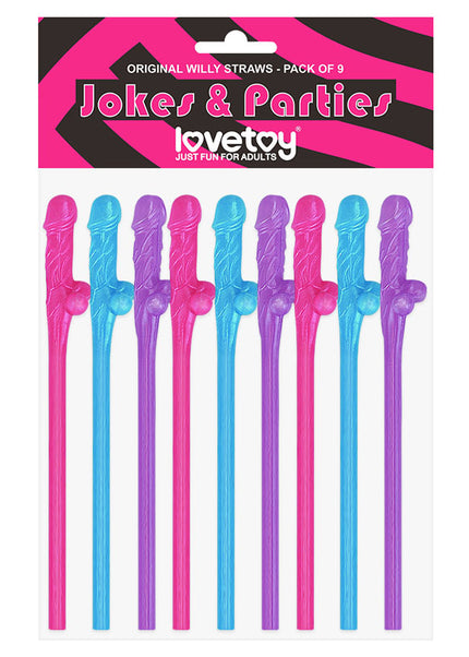 Jokes & Parties Original Willy Straws - Coloured Dicky Straws - Set of 9