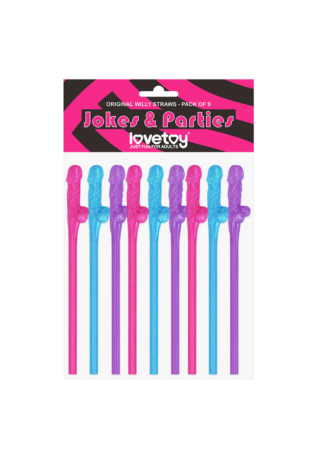 Jokes & Parties Original Willy Straws - Coloured Dicky Straws - Set of 9