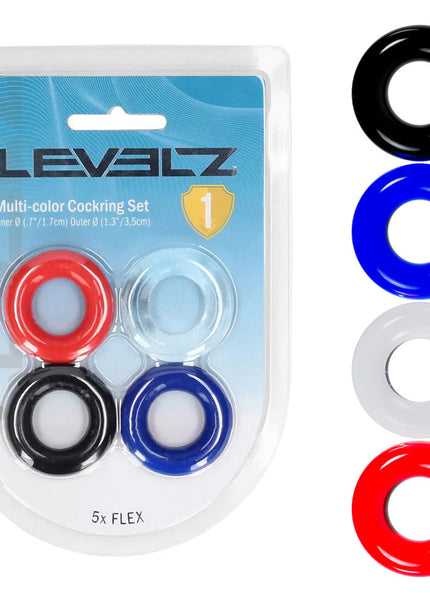 LEVELZ Multicolour Cock Ring Set - 4 Pack - Coloured Cock Rings - 4 Pack