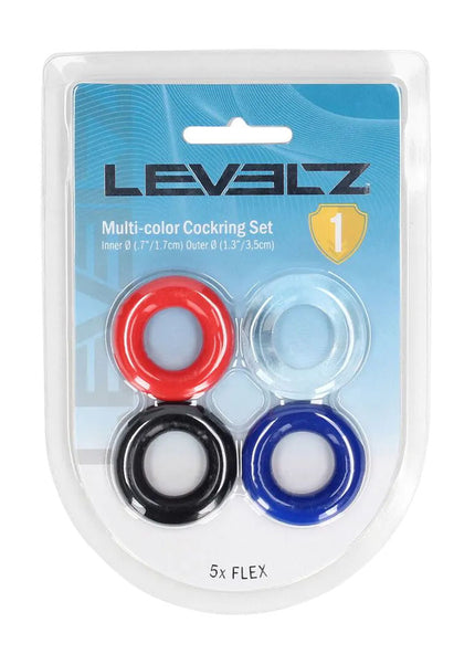 LEVELZ Multicolour Cock Ring Set - 4 Pack - Coloured Cock Rings - 4 Pack