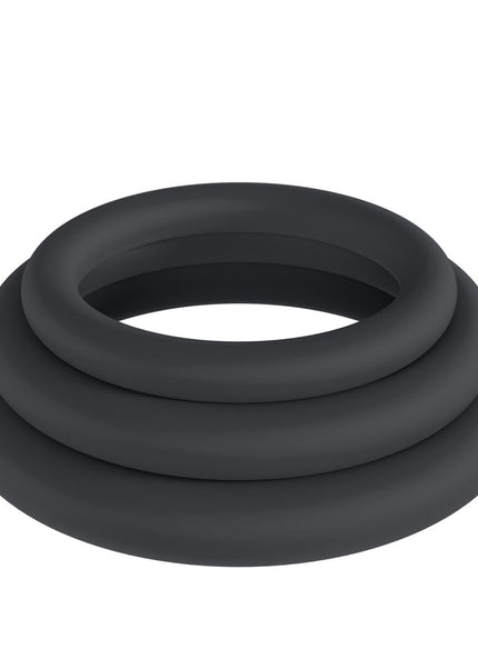 LEVELZ Classic Silicone Cock Ring Set - XS/S/M - Black Cock Rings - Set of 3 Sizes