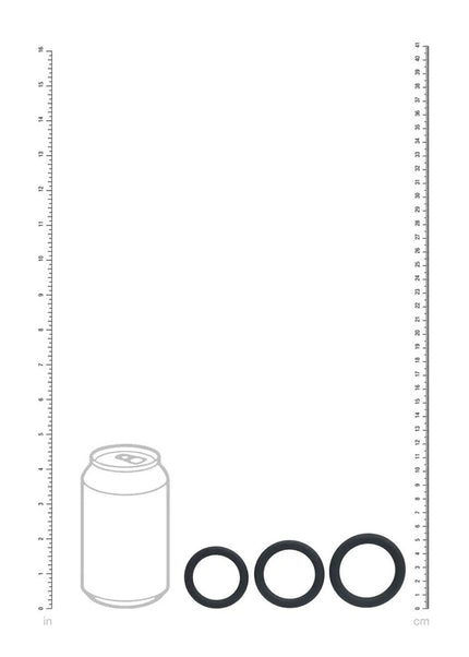 LEVELZ Classic Silicone Cock Ring Set - L/XL/XXL - Black Cock Rings - Set of 3 Sizes