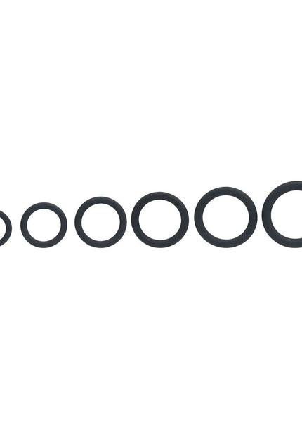 LEVELZ Classic Silicone Cock Ring Set of 6 - Black Cock Rings - Set of 6 Sizes