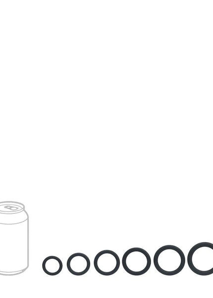 LEVELZ Classic Silicone Cock Ring Set of 6 - Black Cock Rings - Set of 6 Sizes