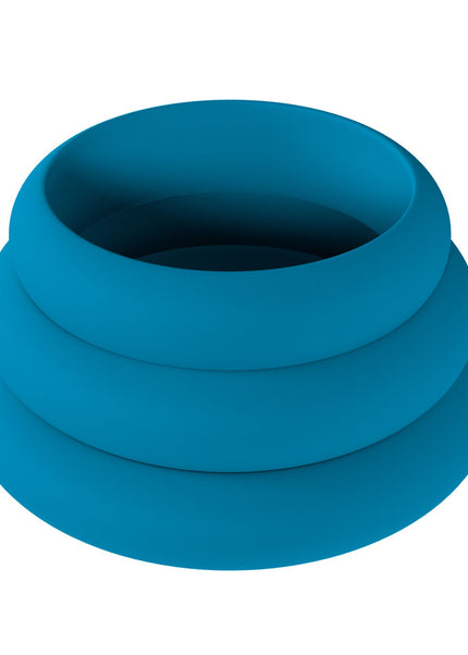 LEVELZ Wide O Silicone Cock Ring Set of 3 - L/XL/2X - Teal Cock Rings - Set of 3 Sizes