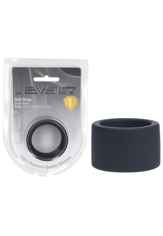 LEVELZ Liquid Silicone Ball Strap - M - Black - Black Ball Strap