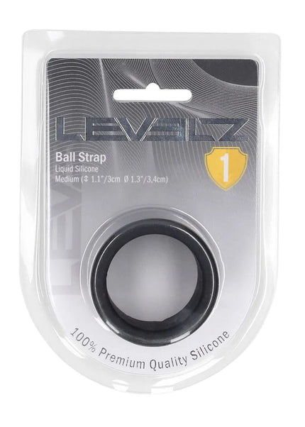 LEVELZ Liquid Silicone Ball Strap - M - Black - Black Ball Strap
