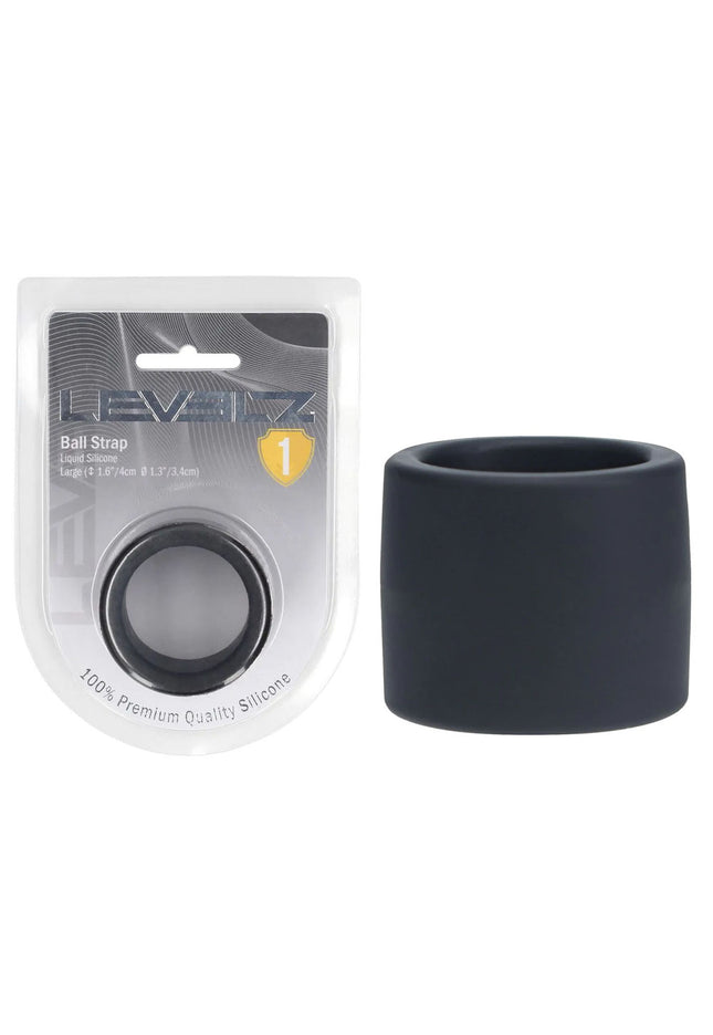 LEVELZ Liquid Silicone Ball Strap - L - Black - Black Ball Strap