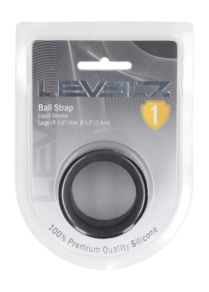 LEVELZ Liquid Silicone Ball Strap - L - Black - Black Ball Strap