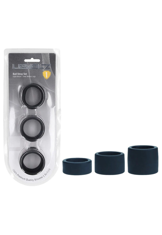 LEVELZ Liquid Silicone Ball Strap Set of 3 - Black - Black Ball Stretchers - Set of 3 Sizes