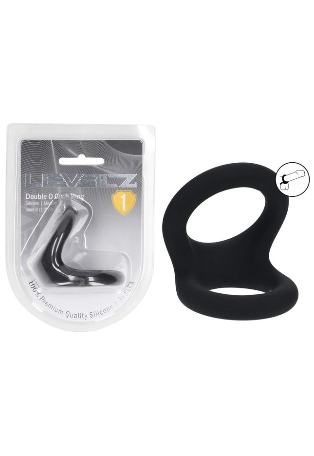 LEVELZ Double O Silicone Cock Ring - M - Black - Black Cock & Balls Rings