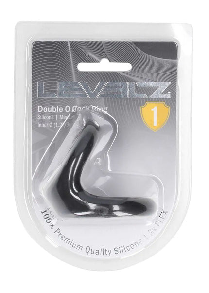 LEVELZ Double O Silicone Cock Ring - M - Black - Black Cock & Balls Rings