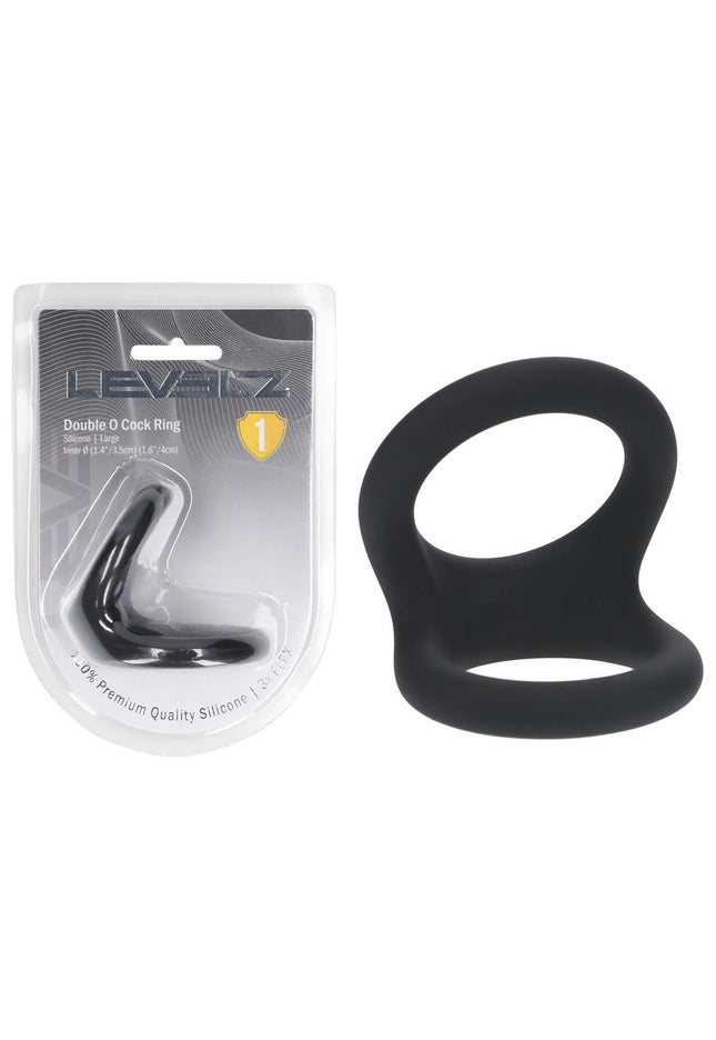 LEVELZ Double O Silicone Cock Ring - L - Black - Black Cock & Balls Rings