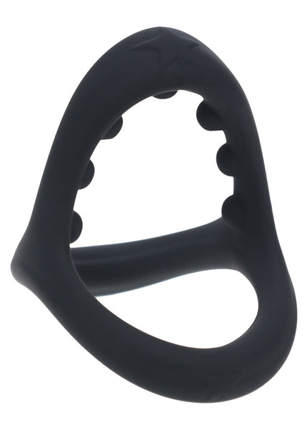 LEVELZ Soft Bead Grip Silicone Cock Ring - Black - Black Cock & Balls Rings