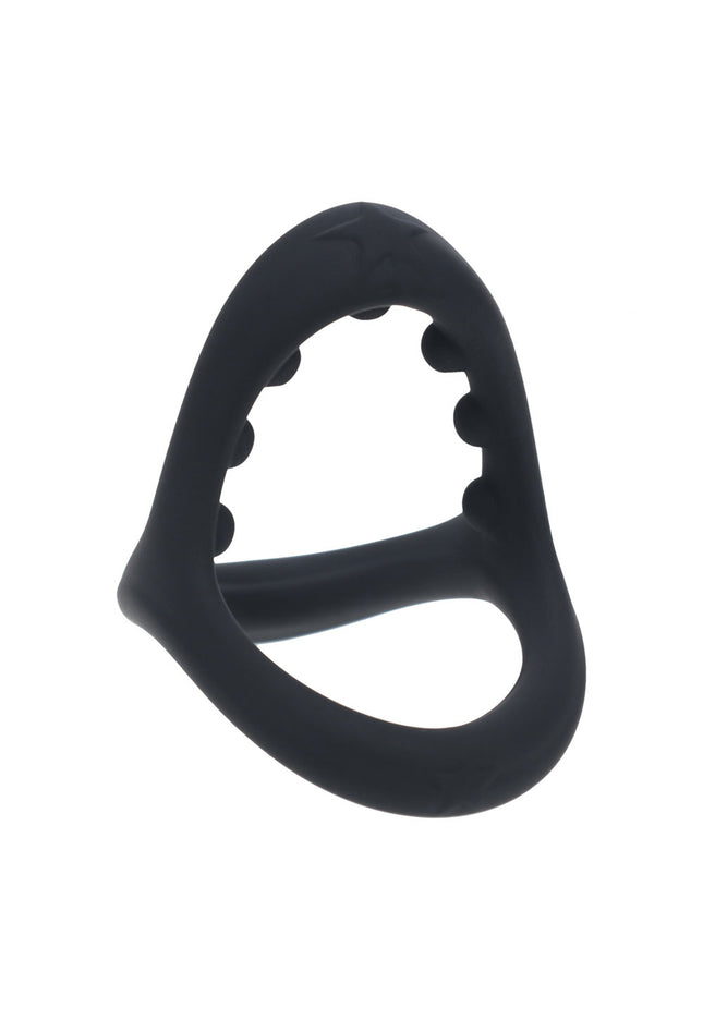 LEVELZ Soft Bead Grip Silicone Cock Ring - Black - Black Cock & Balls Rings